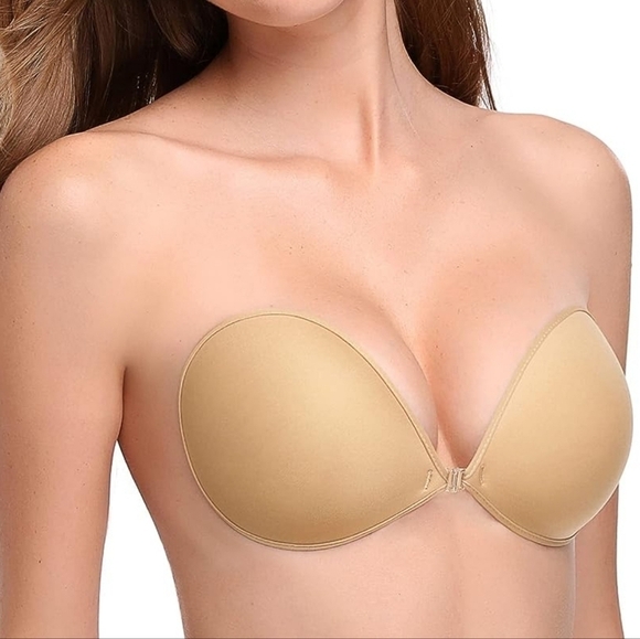Nude Adhesive Bra Reusable Push-up Invisible Sticky Bra Size C - Picture 5 of 8